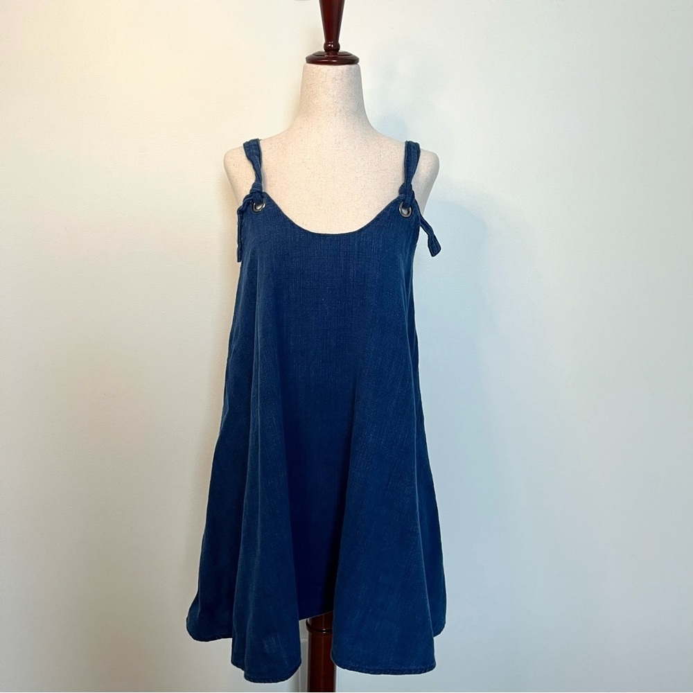 Pull&Bear Blue Denim Dress with Tie Straps